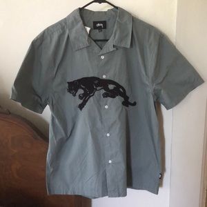 Stussy Panther Short Sleeve Button-down Shirt LG